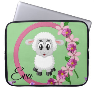 Laptop Sleeve Sheep Floral Green