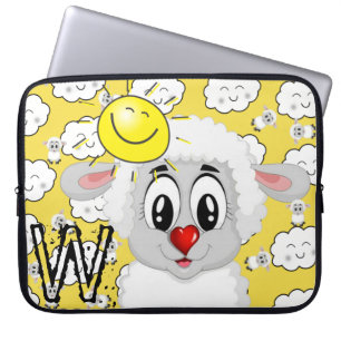 Laptop Sleeve Sheep Sun Clouds Yellow