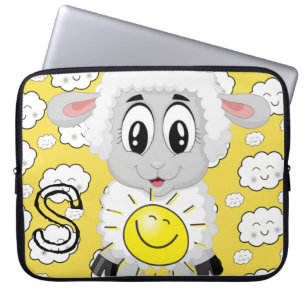 Laptop Sleeve Sheep Sun Clouds Yellow