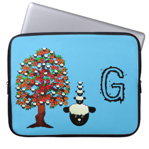 Laptop Sleeve Sheep Tree Blue