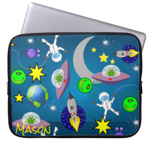 Laptop Sleeve Spaceship Aliens Astronaut