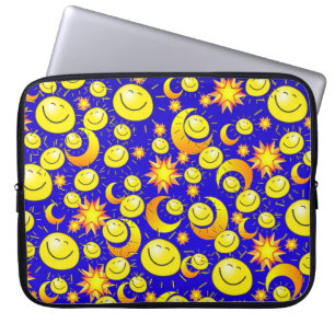 Laptop Sleeve Sun Moon Orange Yellow Stars Blue