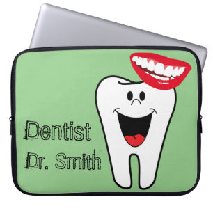Laptop Sleeve Tooth Smile Dentist Green