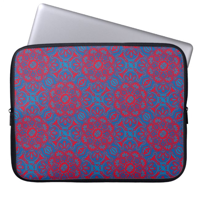 Laptop Sleeve Tribal blue red (Front)