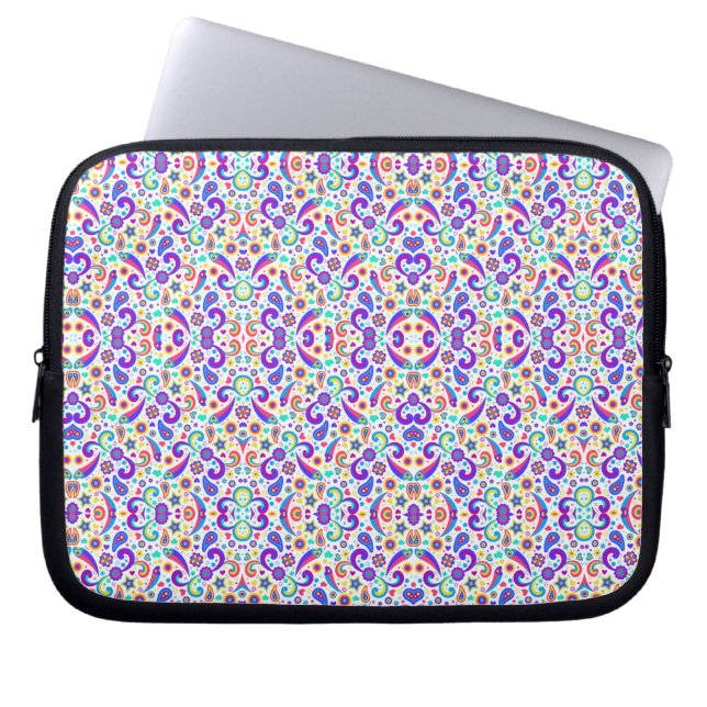 Laptop sleeve with colourful abstract floral  (Front)