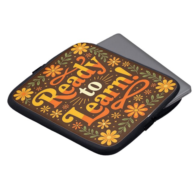 Laptop sleeve with Lettering and Flowers (Front Top)