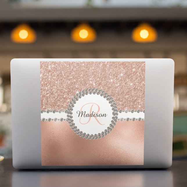 Laptop Sticker Rose Gold Monogram Diamond (Creator Uploaded)