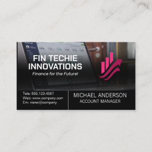 Laptop with Financials   Bar Graph Logo Business Card