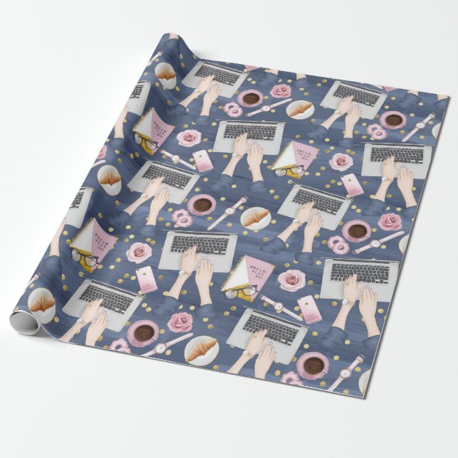 Laptop Wizard  Wrapping Paper (Unrolled)