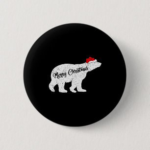 Lar Bear Animal Lover Xmas Santa Hat Lar Bear Chri 6 Cm Round Badge