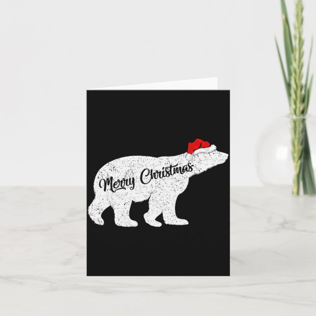 Lar Bear Animal Lover Xmas Santa Hat Lar Bear Chri Card (Front)