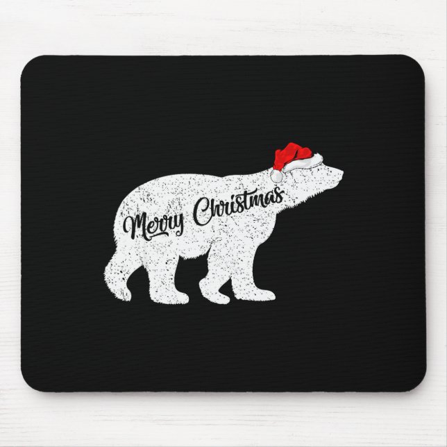 Lar Bear Animal Lover Xmas Santa Hat Lar Bear Chri Mouse Mat (Front)
