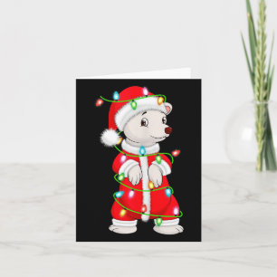 Lar Bear Christmas Lights Santa Costume Cute Anima Card