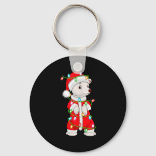 Lar Bear Christmas Lights Santa Costume Cute Anima Key Ring