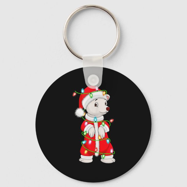 Lar Bear Christmas Lights Santa Costume Cute Anima Key Ring (Front)