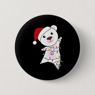 Lar Bear Christmas Santa Claus Lights Lar Bears 6 Cm Round Badge