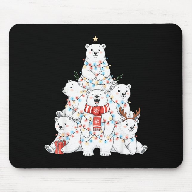 Lar Bear Christmas Tree Xmas Pajamas  Mouse Mat (Front)