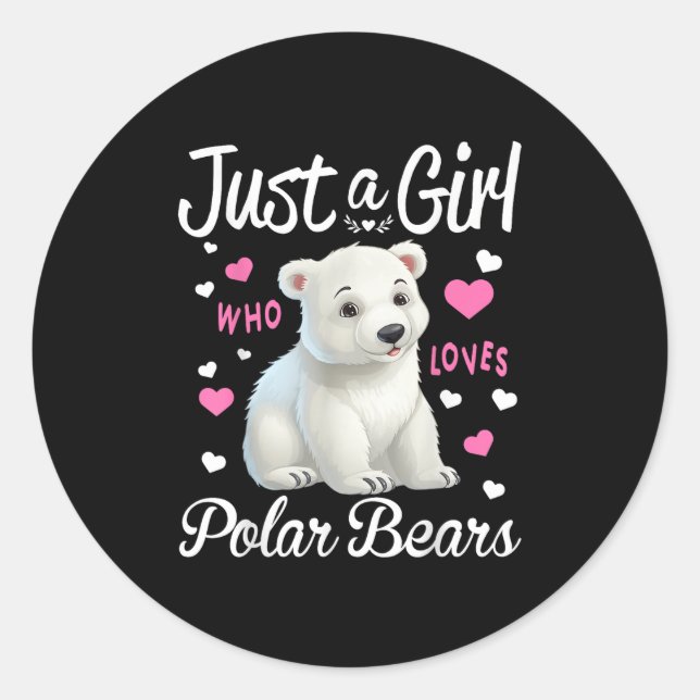 Lar Bear Girl Women Funny Just A Girl Who Love Lar Classic Round Sticker (Front)
