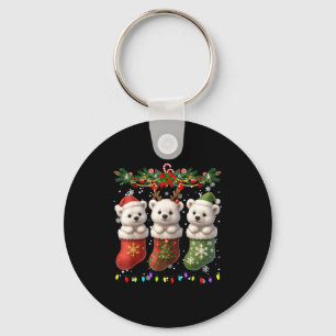 Lar Bear In Christmas Socks Lights Lar Bear Xmas  Key Ring