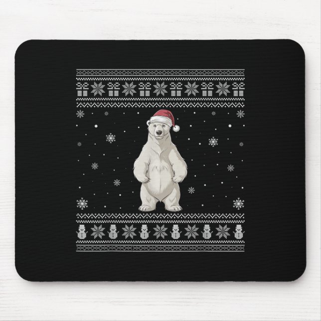 Lar Bear Lovers Men Women Santa Ugly Xmas Sweater  Mouse Mat (Front)