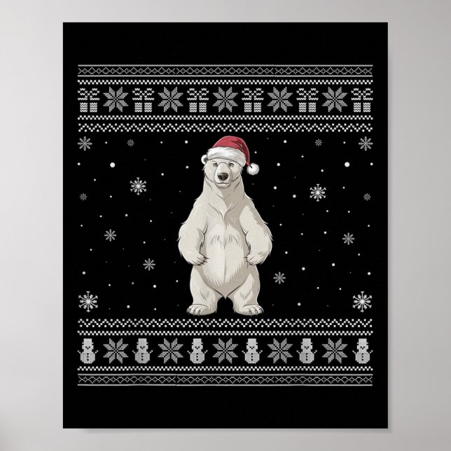 Lar Bear Lovers Men Women Santa Ugly Xmas Sweater  Poster (Front)