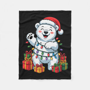 Lar Bear Santa Hat Animals Lovers Ugly Christmas P Fleece Blanket
