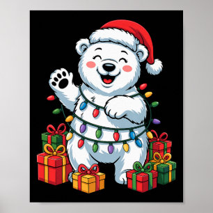 Lar Bear Santa Hat Animals Lovers Ugly Christmas P Poster