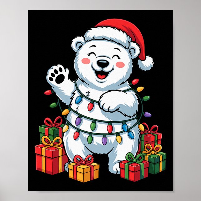 Lar Bear Santa Hat Animals Lovers Ugly Christmas P Poster (Front)