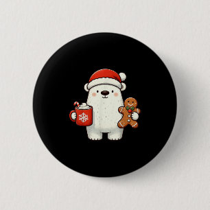Lar Bear Santa Hat Christmas Holiday Xmas Coffee C 6 Cm Round Badge