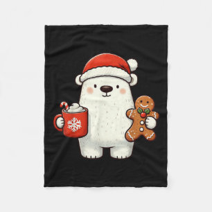 Lar Bear Santa Hat Christmas Holiday Xmas Coffee C Fleece Blanket