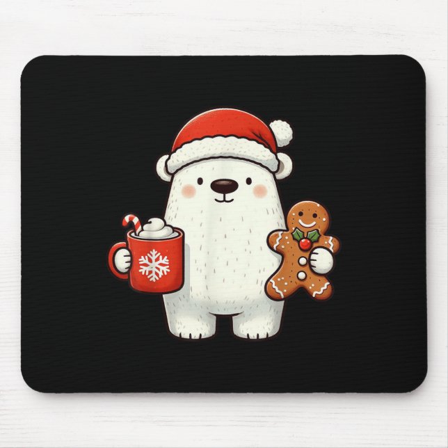 Lar Bear Santa Hat Christmas Holiday Xmas Coffee C Mouse Mat (Front)