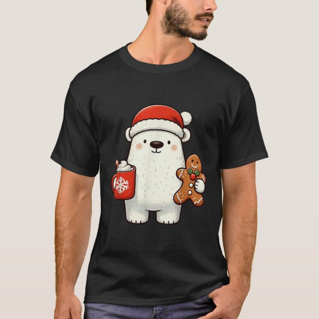 Lar Bear Santa Hat Christmas Holiday Xmas Coffee C T-Shirt (Front)