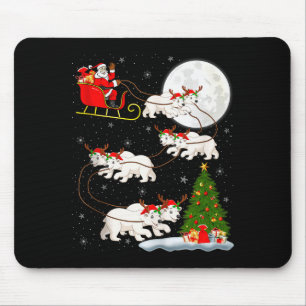 Lar Bear Santa Sleigh Flying Funny Magical Christm Mouse Mat