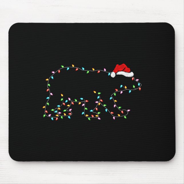 Lar Bear Xmas Lighting Santa Hat Lar Bear Christma Mouse Mat (Front)