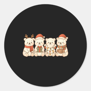 Lar Bears Kids Boys Girls Christmas Lar Bears  Classic Round Sticker
