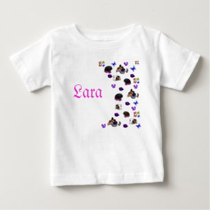"Lara", Name With Guinea Pigs And Pansies, Baby T-Shirt