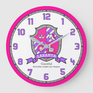 Laranya letter name meaning unicorn crest large clock