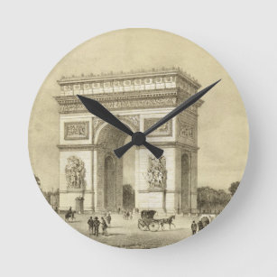 L'Arc de Triomphe, Paris, engraved by Auguste Bry Round Clock