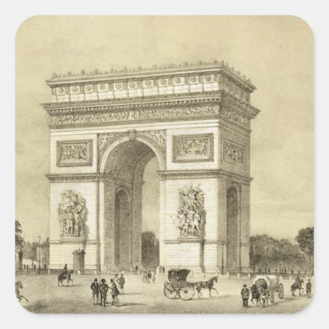 L'Arc de Triomphe, Paris, engraved by Auguste Bry Square Sticker (Front)