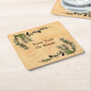 Larch Branches Square Paper Coaster