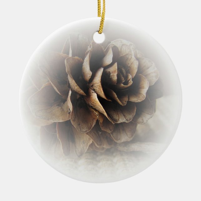 Larch Cone Ceramic Tree Decoration (Front)