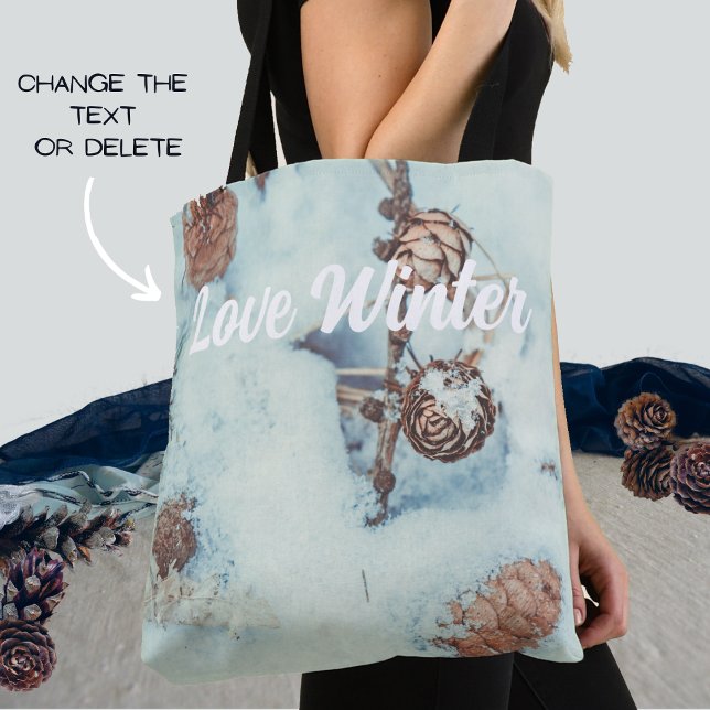 Larch cones on the fresh blue snow tote bag (Creator Uploaded)