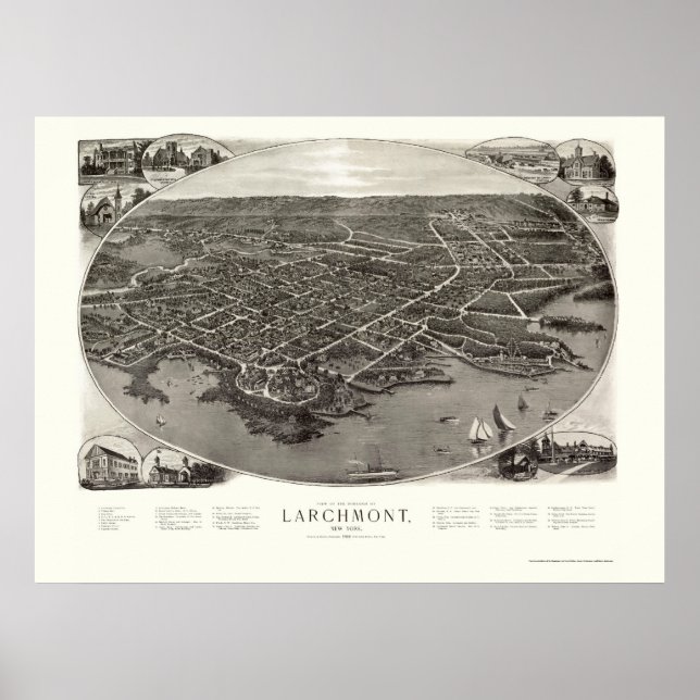 Larchmont, NY Panoramic Map - 1904 Poster (Front)