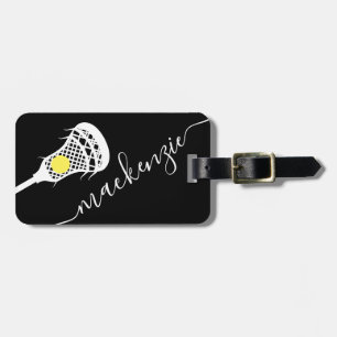 Larcrosse Stick Personalised Monogram Black White Luggage Tag