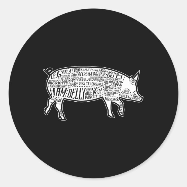 Lard Cuts Image Pig Parts Diagram Illustration But Classic Round Sticker (Front)