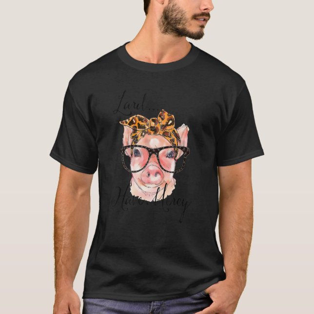 Lard Have Mercy Pig Pig Mum Leopard Headband Farm  T-Shirt (Front)