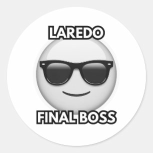 Laredo Final Boss Cool Emoji Classic Round Sticker