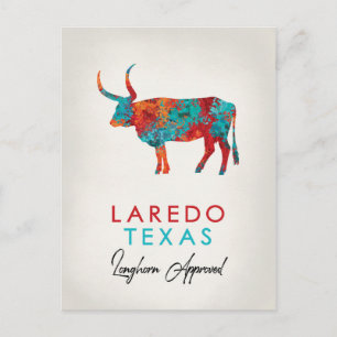 Laredo Texas Colourful Longhorn Postcard