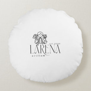 LARENA Artflow – Floral Logo Emblem Round Cushion