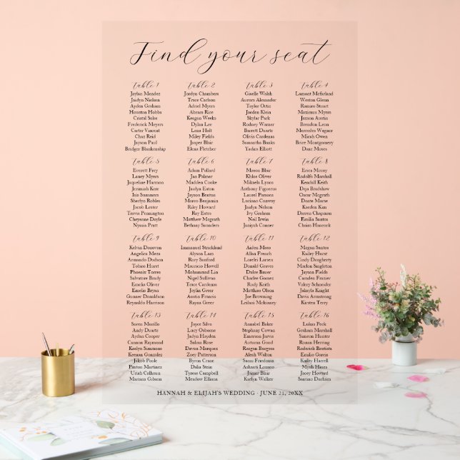 Large 16 Tables 24x36 Seating Chart Wedding (Wedding)